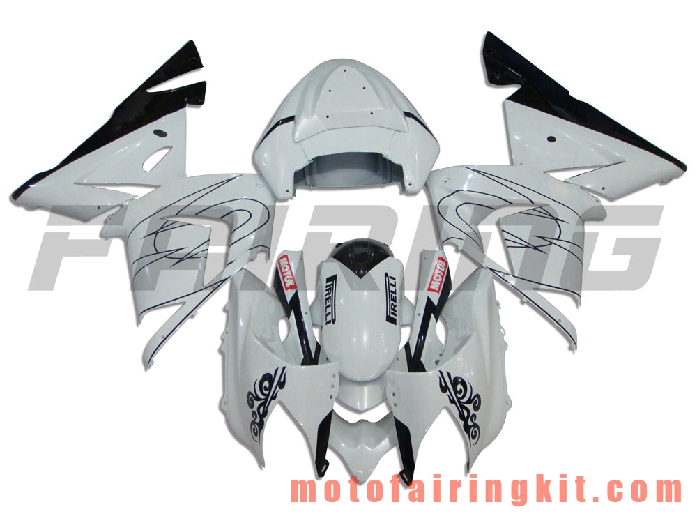 Fairing Kits Fit for ZX-10R ZX10R 2004 2005 ZX-10R ZX10R 04 05 Plastic ABS Injection Mold Complete Motorcycle Body Aftermarket Bodywork Frame (White & Black) B001