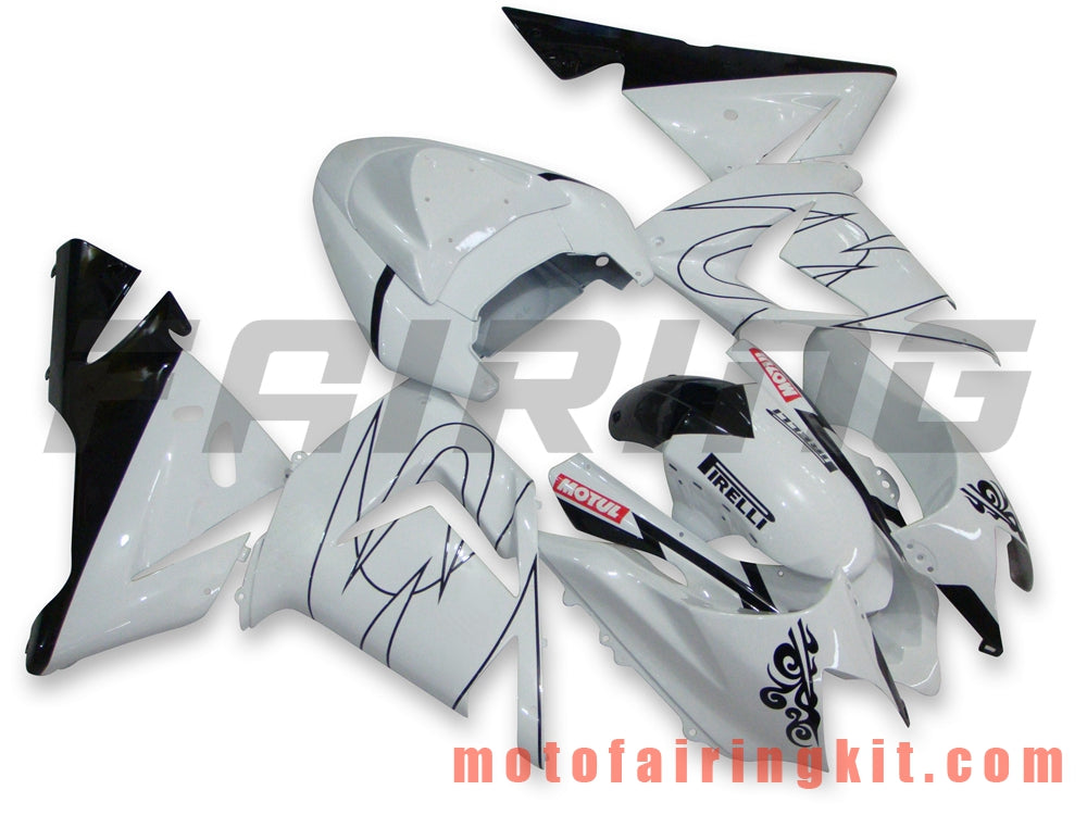 Fairing Kits Fit for ZX-10R ZX10R 2004 2005 ZX-10R ZX10R 04 05 Plastic ABS Injection Mold Complete Motorcycle Body Aftermarket Bodywork Frame (White & Black) B001