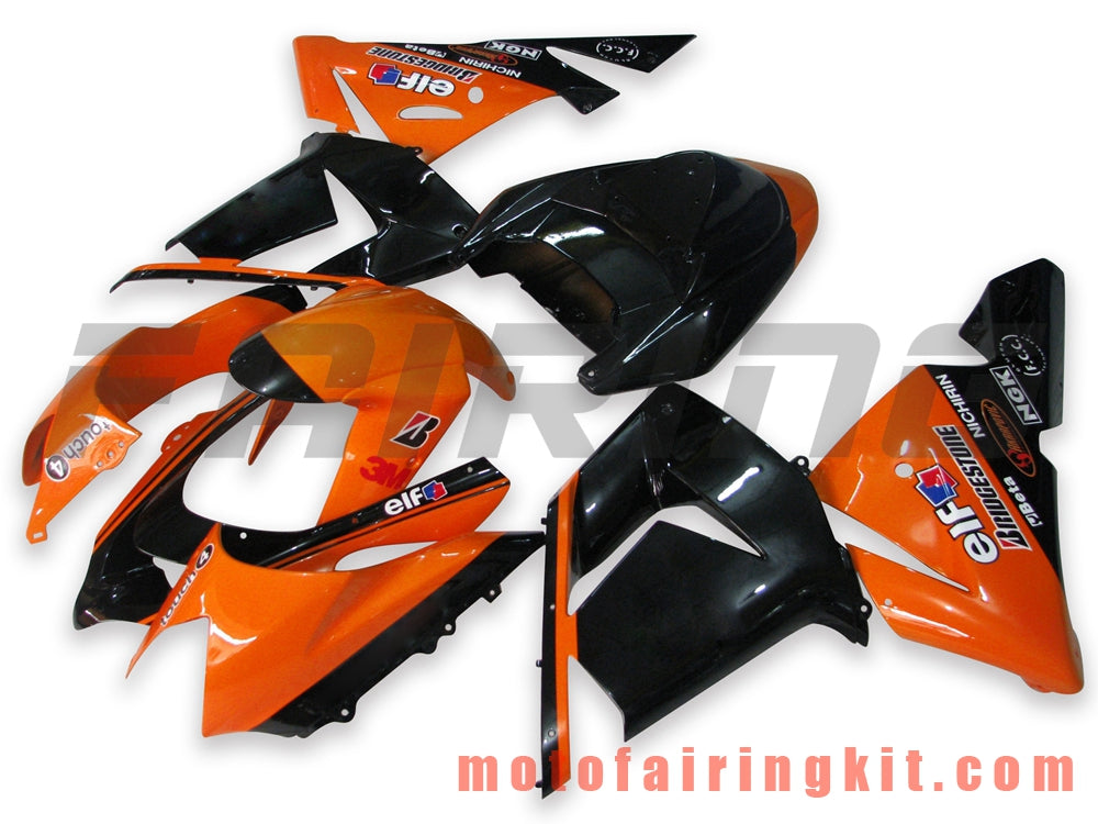 Fairing Kits Fit for ZX-10R ZX10R 2004 2005 ZX-10R ZX10R 04 05 Plastic ABS Injection Mold Complete Motorcycle Body Aftermarket Bodywork Frame (Orange & Black) B002