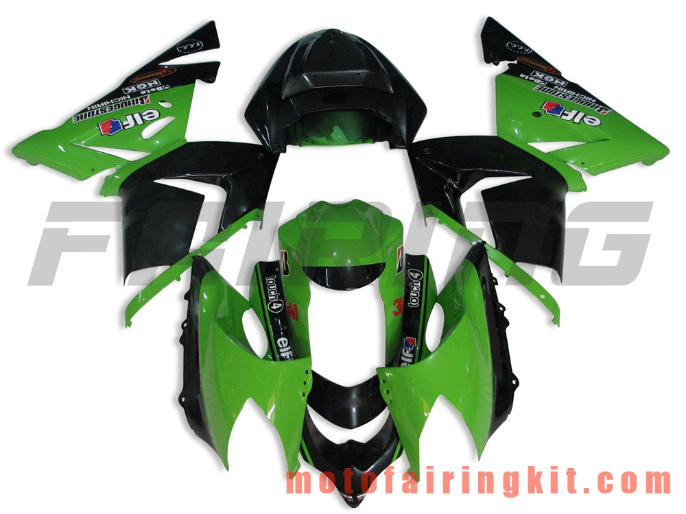 Fairing Kits Fit for ZX-10R ZX10R 2004 2005 ZX-10R ZX10R 04 05 Plastic ABS Injection Mold Complete Motorcycle Body Aftermarket Bodywork Frame (Green & Black) B005