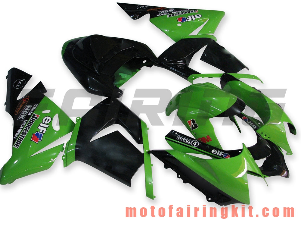 Fairing Kits Fit for ZX-10R ZX10R 2004 2005 ZX-10R ZX10R 04 05 Plastic ABS Injection Mold Complete Motorcycle Body Aftermarket Bodywork Frame (Green & Black) B005