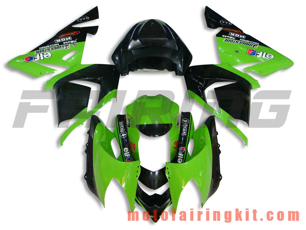 Fairing Kits Fit for ZX-10R ZX10R 2004 2005 ZX-10R ZX10R 04 05 Plastic ABS Injection Mold Complete Motorcycle Body Aftermarket Bodywork Frame (Green & Black) B006