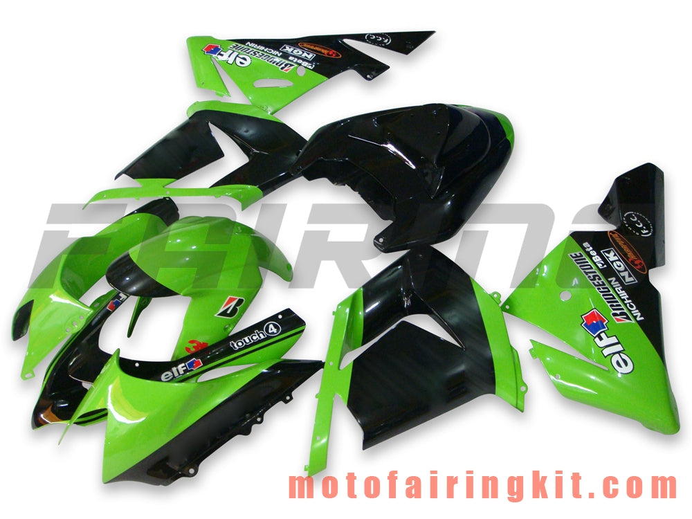 Fairing Kits Fit for ZX-10R ZX10R 2004 2005 ZX-10R ZX10R 04 05 Plastic ABS Injection Mold Complete Motorcycle Body Aftermarket Bodywork Frame (Green & Black) B006