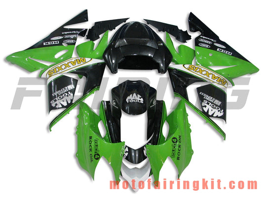 フェアリングキット ZX-10R ZX10R 2004 2005 ZX-10R ZX10R 04 05 プラスチック ABS 射出成型 完全なオートバイボディ アフターマーケットボディワークフレーム (グリーン &amp; ブラック) B007