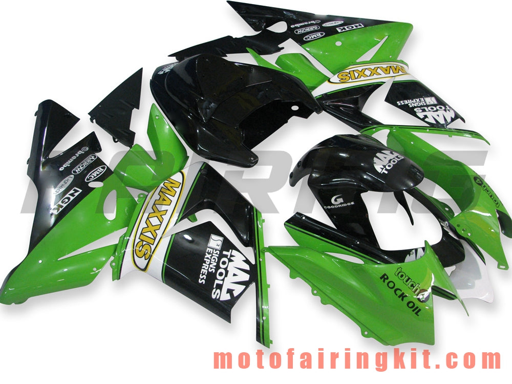 Fairing Kits Fit for ZX-10R ZX10R 2004 2005 ZX-10R ZX10R 04 05 Plastic ABS Injection Mold Complete Motorcycle Body Aftermarket Bodywork Frame (Green & Black) B007