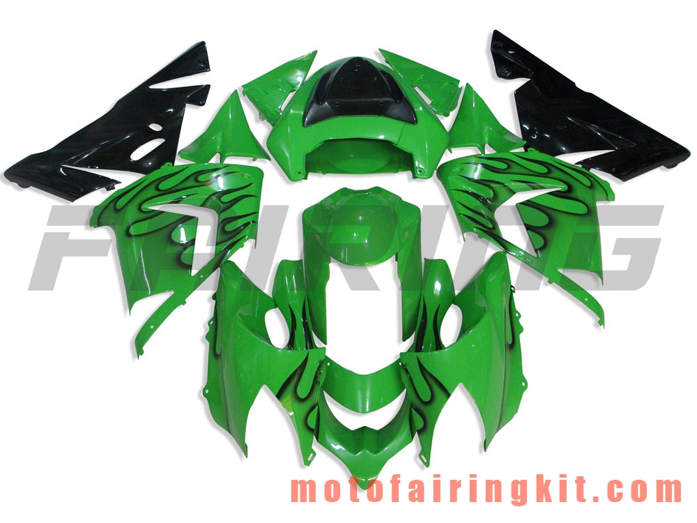 Kits de carenado aptos para ZX-10R ZX10R 2004 2005 ZX-10R ZX10R 04 05 Molde de inyección de plástico ABS Carrocería completa para motocicleta Carrocería del mercado de accesorios Marco (verde y negro) B008