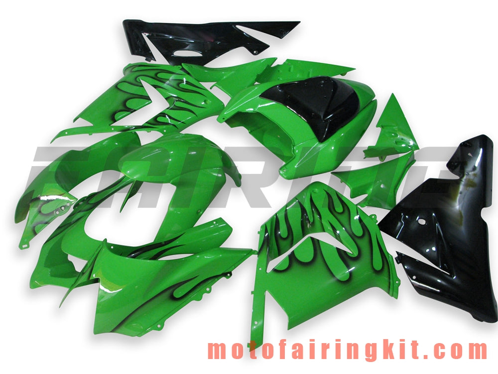 Fairing Kits Fit for ZX-10R ZX10R 2004 2005 ZX-10R ZX10R 04 05 Plastic ABS Injection Mold Complete Motorcycle Body Aftermarket Bodywork Frame (Green & Black) B008