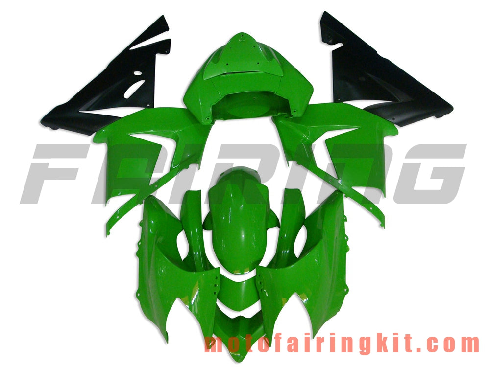 Fairing Kits Fit for ZX-10R ZX10R 2004 2005 ZX-10R ZX10R 04 05 Plastic ABS Injection Mold Complete Motorcycle Body Aftermarket Bodywork Frame (Green & Black) B010