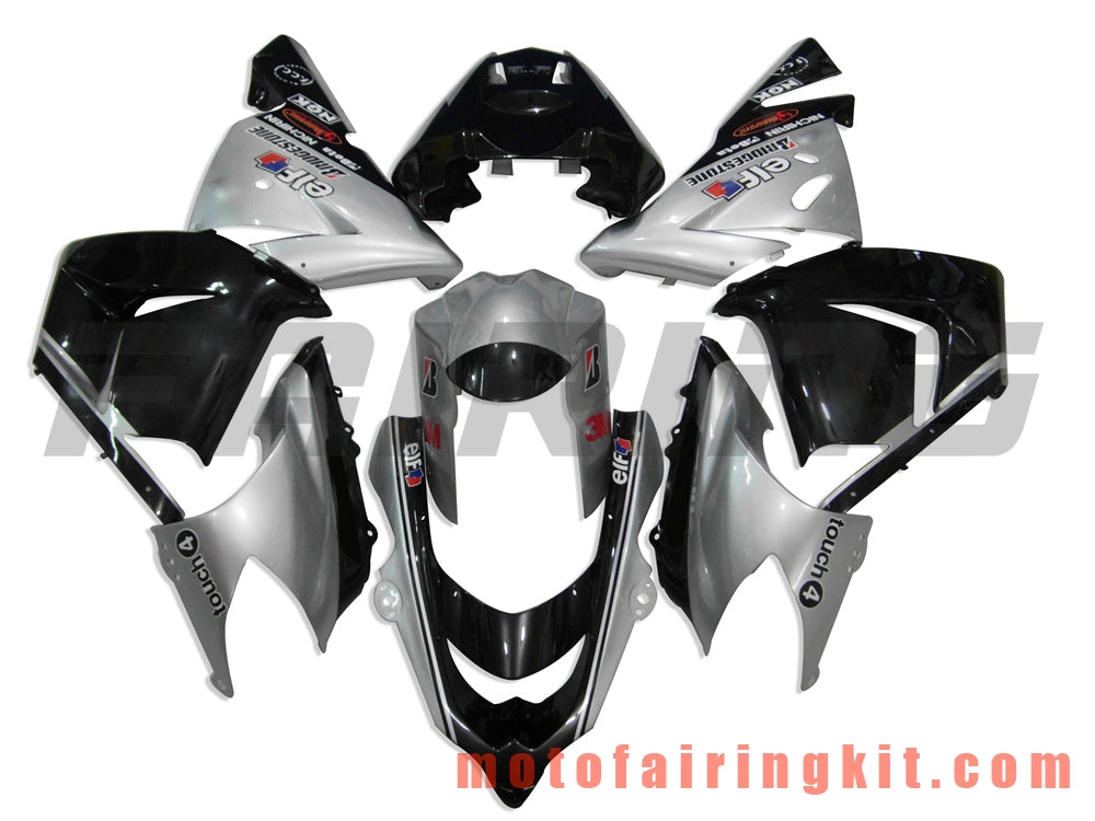 Fairing Kits Fit for ZX-10R ZX10R 2004 2005 ZX-10R ZX10R 04 05 Plastic ABS Injection Mold Complete Motorcycle Body Aftermarket Bodywork Frame (Silver & Black) B012