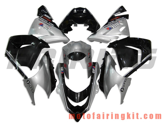 Kits de carenado aptos para ZX-10R ZX10R 2004 2005 ZX-10R ZX10R 04 05 Molde de inyección de plástico ABS Carrocería completa para motocicleta Marco de carrocería de posventa (plata y negro) B012