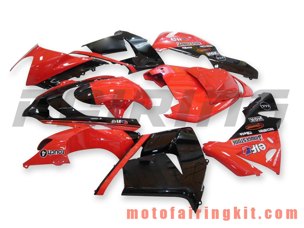 Fairing Kits Fit for ZX-10R ZX10R 2004 2005 ZX-10R ZX10R 04 05 Plastic ABS Injection Mold Complete Motorcycle Body Aftermarket Bodywork Frame (Red & Black) B013