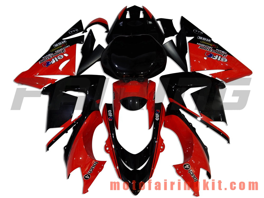 Fairing Kits Fit for ZX-10R ZX10R 2004 2005 ZX-10R ZX10R 04 05 Plastic ABS Injection Mold Complete Motorcycle Body Aftermarket Bodywork Frame (Red & Black) B018