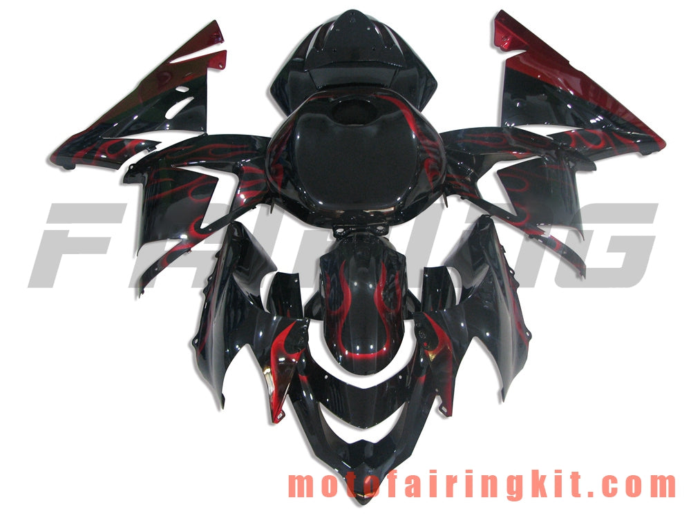 Fairing Kits Fit for ZX-10R ZX10R 2004 2005 ZX-10R ZX10R 04 05 Plastic ABS Injection Mold Complete Motorcycle Body Aftermarket Bodywork Frame (Black & Deep Red) B019