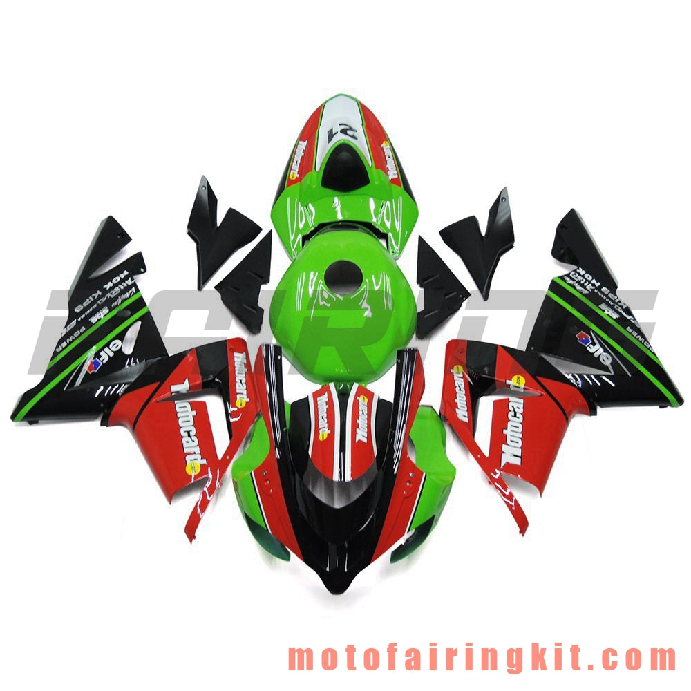 Fairing Kits Fit for ZX-10R ZX10R 2004 2005 ZX-10R ZX10R 04 05 Plastic ABS Injection Mold Complete Motorcycle Body Aftermarket Bodywork Frame (Green & Red) B024