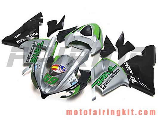 フェアリングキット ZX-10R ZX10R 2004 2005 ZX-10R ZX10R 04 05 プラスチック ABS 射出成型 完全なオートバイボディ アフターマーケットボディワークフレーム (シルバー &amp; ブラック) B028