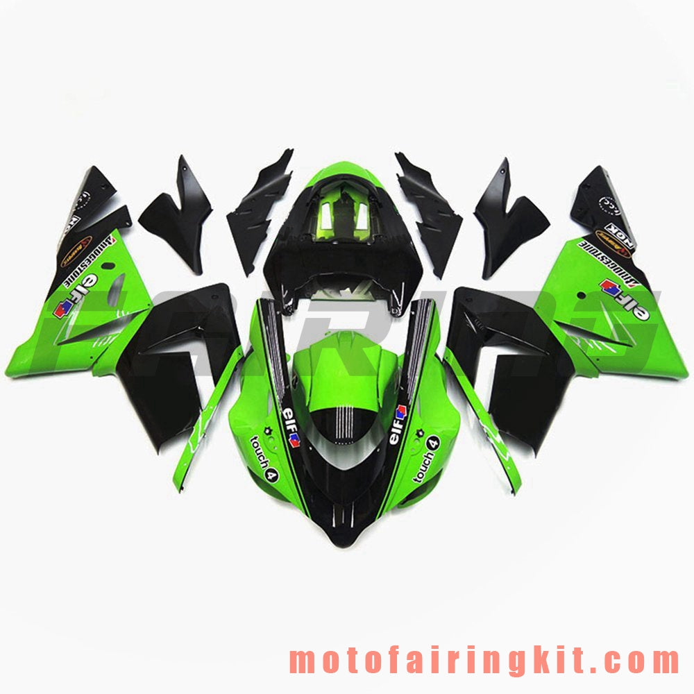 Kits de carenado aptos para ZX-10R ZX10R 2004 2005 ZX-10R ZX10R 04 05 Molde de inyección de plástico ABS Carrocería completa para motocicleta Carrocería del mercado de accesorios Marco (verde y negro) B031