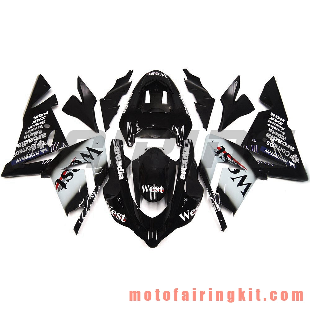 Fairing Kits Fit for ZX-10R ZX10R 2004 2005 ZX-10R ZX10R 04 05 Plastic ABS Injection Mold Complete Motorcycle Body Aftermarket Bodywork Frame (Black & White) B032