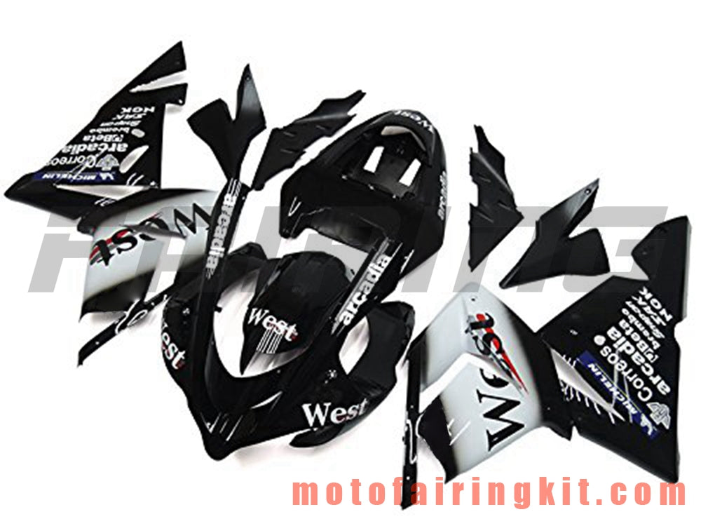 Fairing Kits Fit for ZX-10R ZX10R 2004 2005 ZX-10R ZX10R 04 05 Plastic ABS Injection Mold Complete Motorcycle Body Aftermarket Bodywork Frame (Black & White) B032