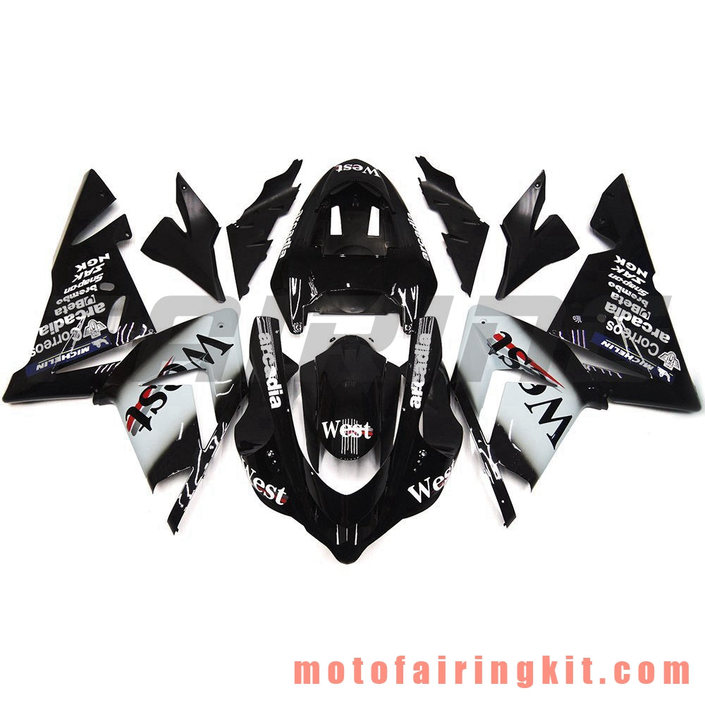 Fairing Kits Fit for ZX-10R ZX10R 2004 2005 ZX-10R ZX10R 04 05 Plastic ABS Injection Mold Complete Motorcycle Body Aftermarket Bodywork Frame (Black & White) B039