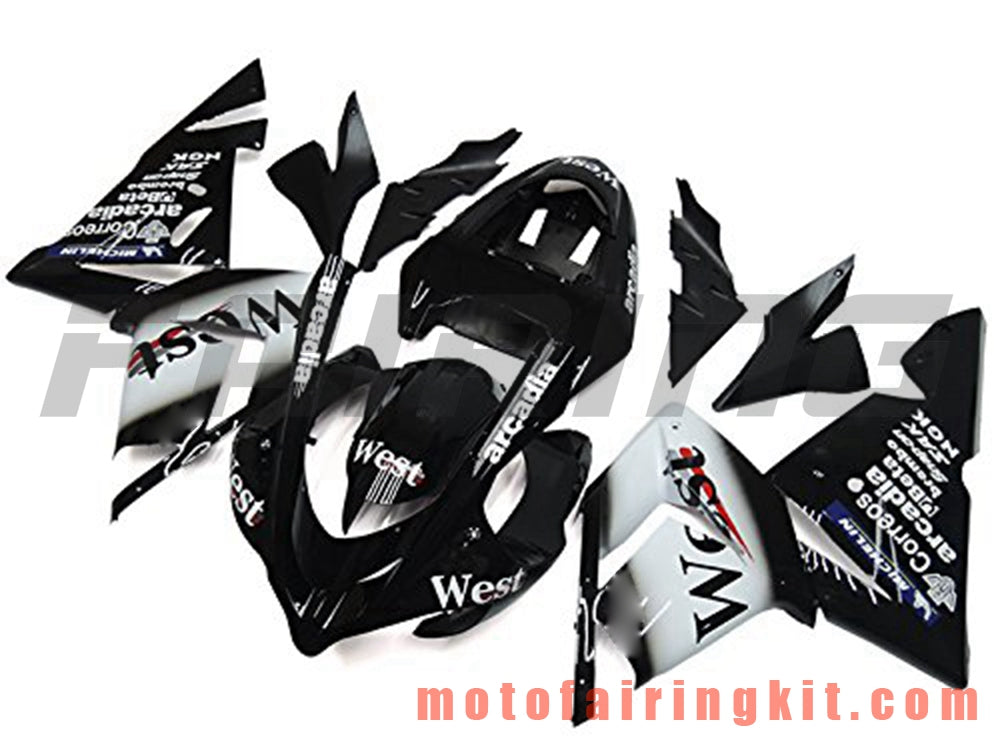 Fairing Kits Fit for ZX-10R ZX10R 2004 2005 ZX-10R ZX10R 04 05 Plastic ABS Injection Mold Complete Motorcycle Body Aftermarket Bodywork Frame (Black & White) B039