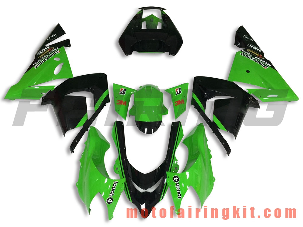 Kits de carenado aptos para ZX-10R ZX10R 2004 2005 ZX-10R ZX10R 04 05 Molde de inyección de plástico ABS Carrocería completa para motocicleta Carrocería del mercado de accesorios Marco (verde y negro) B044