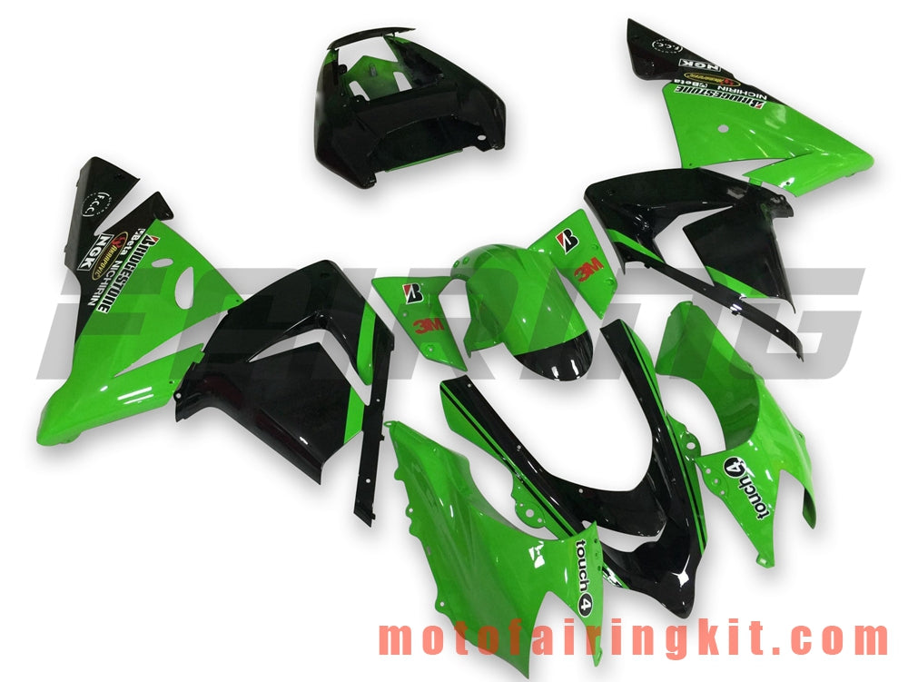 Fairing Kits Fit for ZX-10R ZX10R 2004 2005 ZX-10R ZX10R 04 05 Plastic ABS Injection Mold Complete Motorcycle Body Aftermarket Bodywork Frame (Green & Black) B044