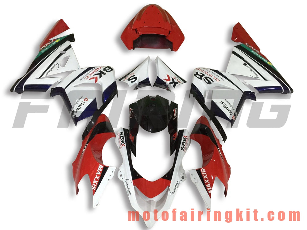 Fairing Kits Fit for ZX-10R ZX10R 2004 2005 ZX-10R ZX10R 04 05 Plastic ABS Injection Mold Complete Motorcycle Body Aftermarket Bodywork Frame (Red & White) B045