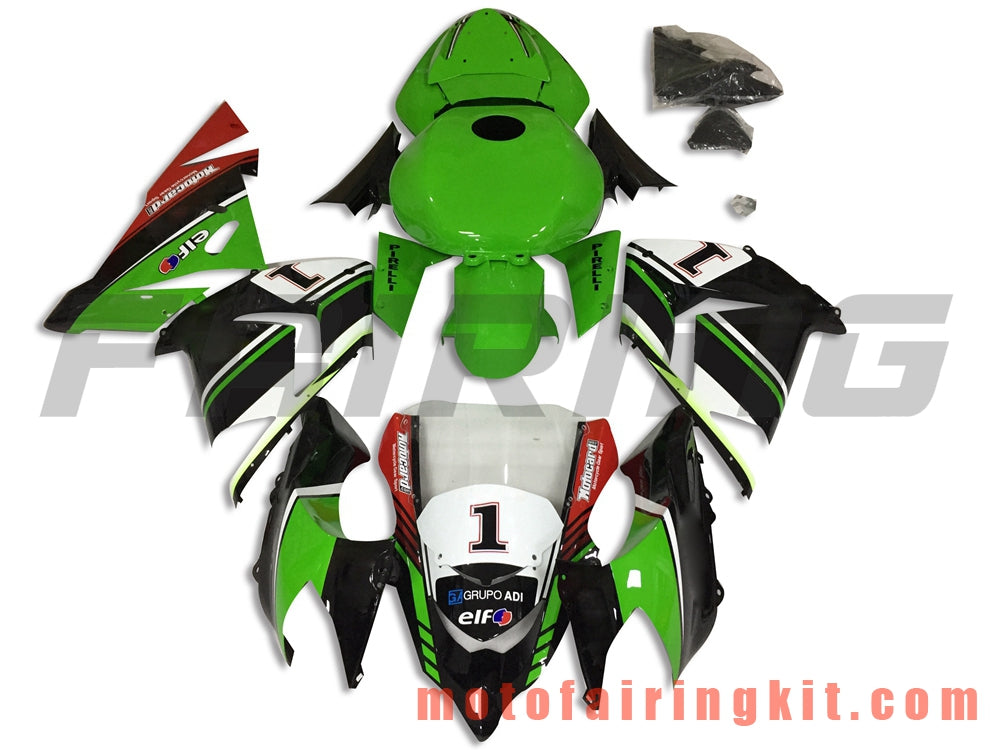 Fairing Kits Fit for ZX-10R ZX10R 2004 2005 ZX-10R ZX10R 04 05 Plastic ABS Injection Mold Complete Motorcycle Body Aftermarket Bodywork Frame (Green & Black) B046