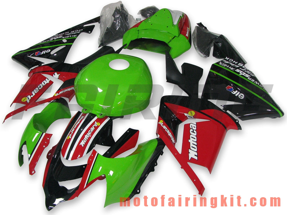 フェアリングキット ZX-10R ZX10R 2004 2005 ZX-10R ZX10R 04 05 プラスチック ABS 射出成型 完全なオートバイ車体 アフターマーケット車体フレーム (グリーン &amp; レッド) B047