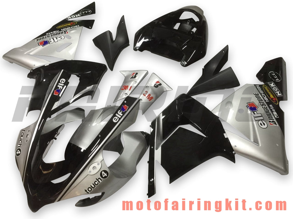 Fairing Kits Fit for ZX-10R ZX10R 2004 2005 ZX-10R ZX10R 04 05 Plastic ABS Injection Mold Complete Motorcycle Body Aftermarket Bodywork Frame (Silver & Black) B049