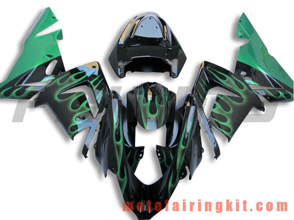 Fairing Kits Fit for ZX-10R ZX10R 2004 2005 ZX-10R ZX10R 04 05 Plastic ABS Injection Mold Complete Motorcycle Body Aftermarket Bodywork Frame (Black & Green) B058