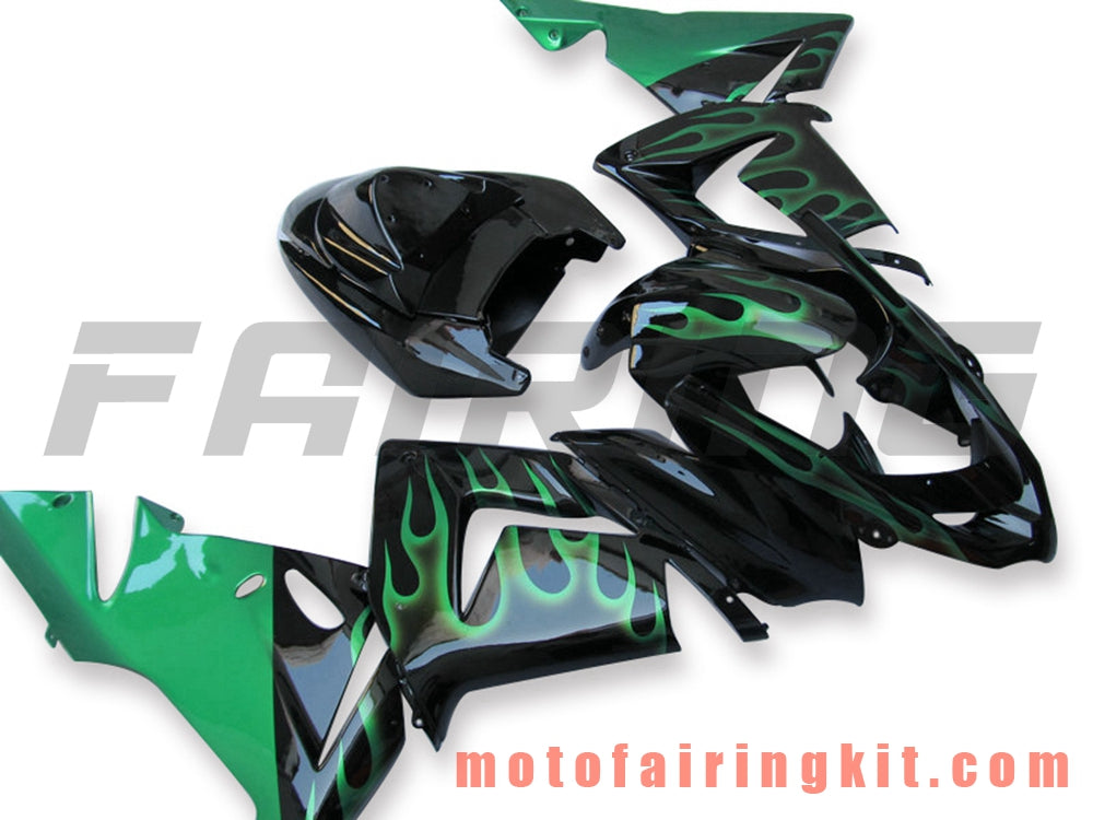 Fairing Kits Fit for ZX-10R ZX10R 2004 2005 ZX-10R ZX10R 04 05 Plastic ABS Injection Mold Complete Motorcycle Body Aftermarket Bodywork Frame (Black & Green) B058