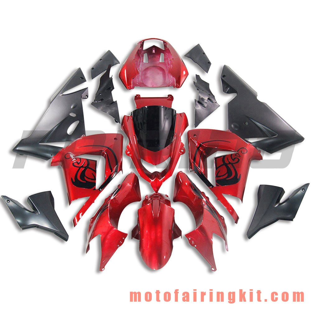 Fairing Kits Fit for ZX-10R ZX10R 2004 2005 ZX-10R ZX10R 04 05 Plastic ABS Injection Mold Complete Motorcycle Body Aftermarket Bodywork Frame (Red & Black) B060