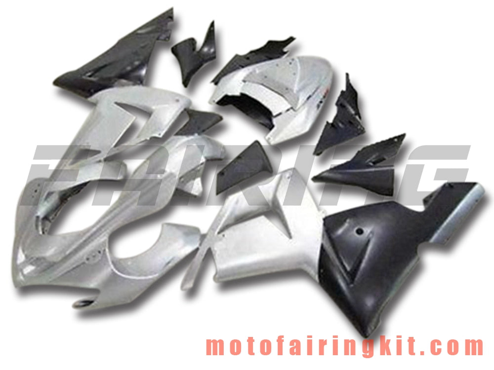 Fairing Kits Fit for ZX-10R ZX10R 2004 2005 ZX-10R ZX10R 04 05 Plastic ABS Injection Mold Complete Motorcycle Body Aftermarket Bodywork Frame (Silver & Black) B065