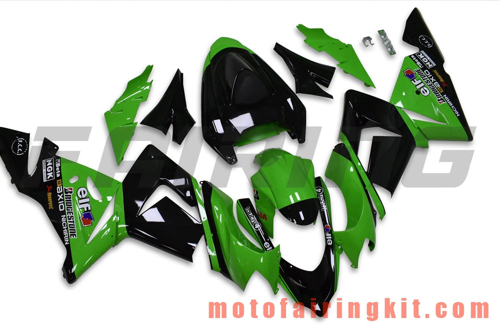 Fairing Kits Fit for ZX-10R ZX10R 2004 2005 ZX-10R ZX10R 04 05 Plastic ABS Injection Mold Complete Motorcycle Body Aftermarket Bodywork Frame (Green & Black) B066