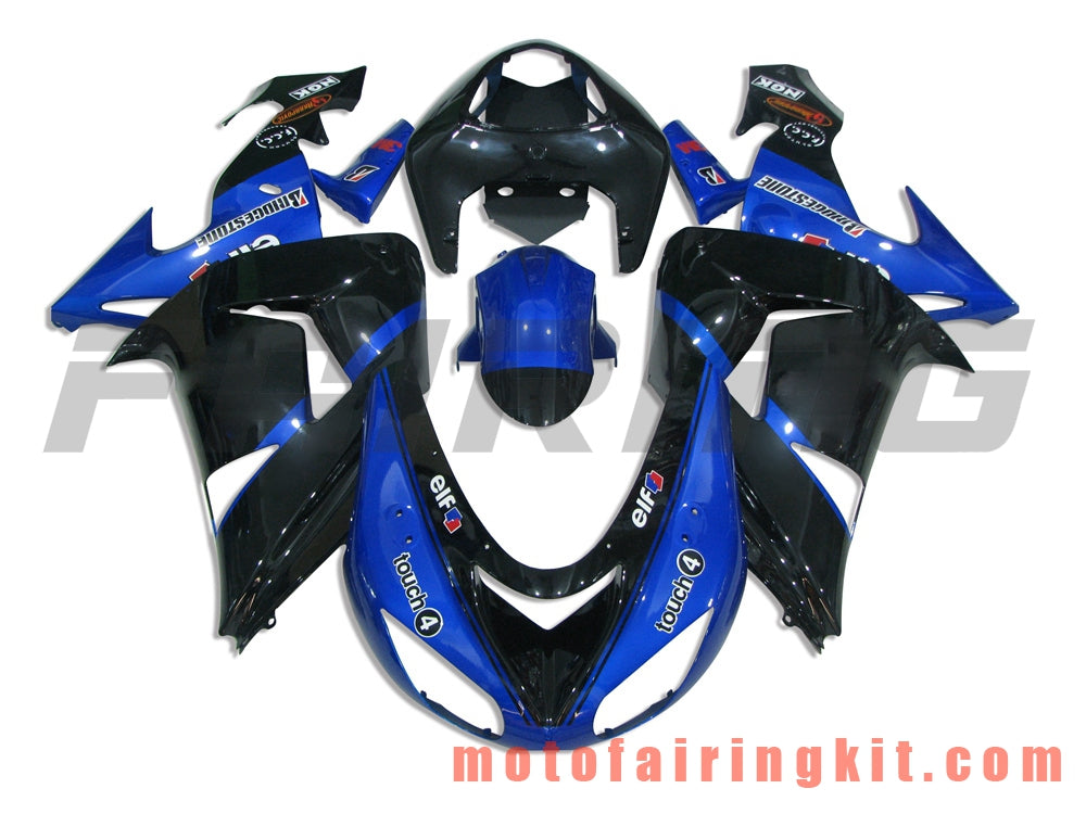 Kits de carenado aptos para ZX-10R ZX10R 2006 2007 ZX-10R ZX10R 06 07 Molde de inyección de plástico ABS Carrocería completa para motocicleta Carrocería del mercado de accesorios Marco (azul y negro) B002