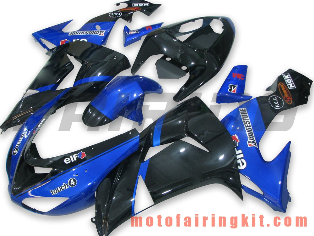 Kits de carenado aptos para ZX-10R ZX10R 2006 2007 ZX-10R ZX10R 06 07 Molde de inyección de plástico ABS Carrocería completa para motocicleta Carrocería del mercado de accesorios Marco (azul y negro) B002