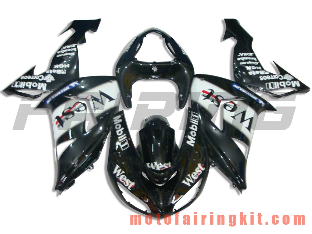 Kits de carenado aptos para ZX-10R ZX10R 2006 2007 ZX-10R ZX10R 06 07 Molde de inyección de plástico ABS Carrocería completa para motocicleta Marco de carrocería de posventa (blanco y negro) B003