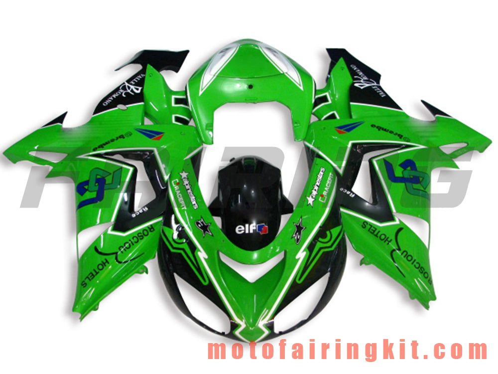 Fairing Kits Fit for ZX-10R ZX10R 2006 2007 ZX-10R ZX10R 06 07 Plastic ABS Injection Mold Complete Motorcycle Body Aftermarket Bodywork Frame (Green & Black) B007