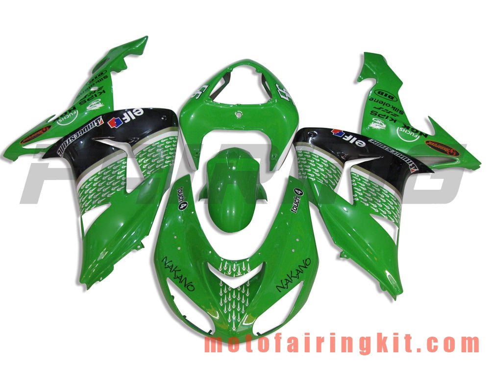 フェアリングキット ZX-10R ZX10R 2006 2007 ZX-10R ZX10R 06 07 プラスチック ABS 射出成型 完全なオートバイボディ アフターマーケットボディワークフレーム (グリーン &amp; ブラック) B008