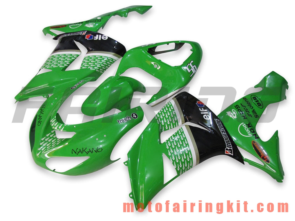 Kits de carenado aptos para ZX-10R ZX10R 2006 2007 ZX-10R ZX10R 06 07 Molde de inyección de plástico ABS Carrocería completa para motocicleta Carrocería del mercado de accesorios Marco (verde y negro) B008