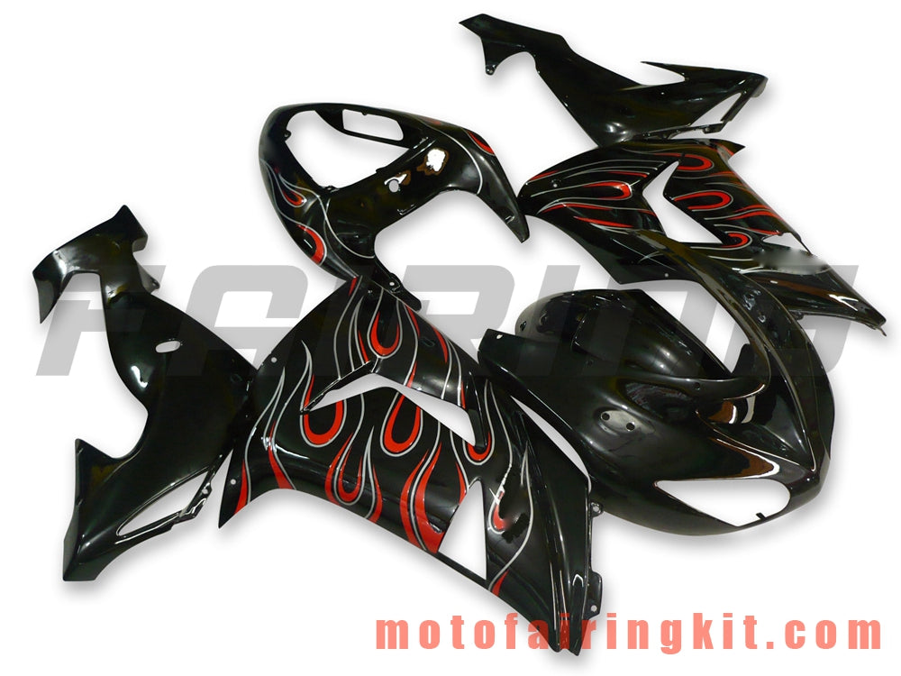 Fairing Kits Fit for ZX-10R ZX10R 2006 2007 ZX-10R ZX10R 06 07 Plastic ABS Injection Mold Complete Motorcycle Body Aftermarket Bodywork Frame (Black) B010