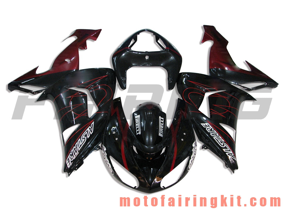 Kits de carenado aptos para ZX-10R ZX10R 2006 2007 ZX-10R ZX10R 06 07 Molde de inyección de plástico ABS Carrocería completa para motocicleta Marco de carrocería de posventa (negro y rojo) B012