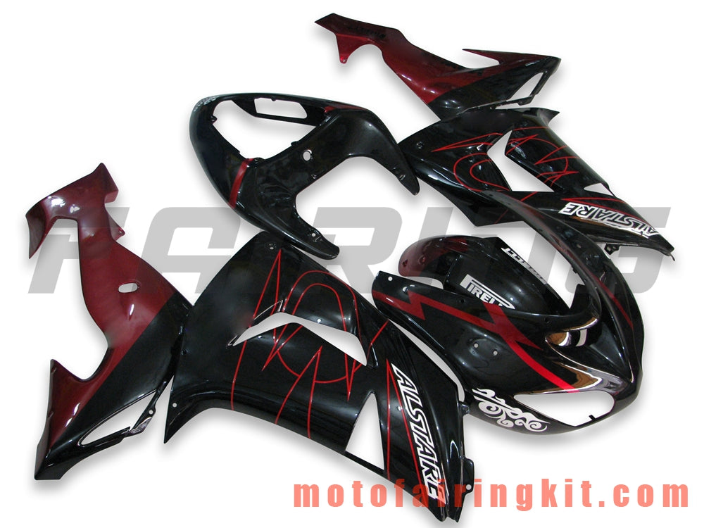 Fairing Kits Fit for ZX-10R ZX10R 2006 2007 ZX-10R ZX10R 06 07 Plastic ABS Injection Mold Complete Motorcycle Body Aftermarket Bodywork Frame (Black & Red) B012