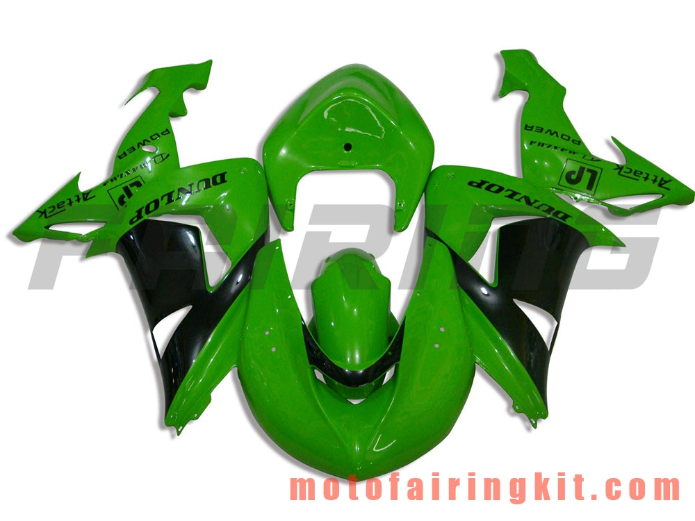 Fairing Kits Fit for ZX-10R ZX10R 2006 2007 ZX-10R ZX10R 06 07 Plastic ABS Injection Mold Complete Motorcycle Body Aftermarket Bodywork Frame (Green & Black) B013