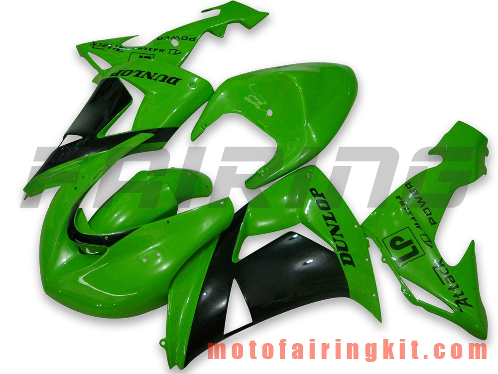 Fairing Kits Fit for ZX-10R ZX10R 2006 2007 ZX-10R ZX10R 06 07 Plastic ABS Injection Mold Complete Motorcycle Body Aftermarket Bodywork Frame (Green & Black) B013