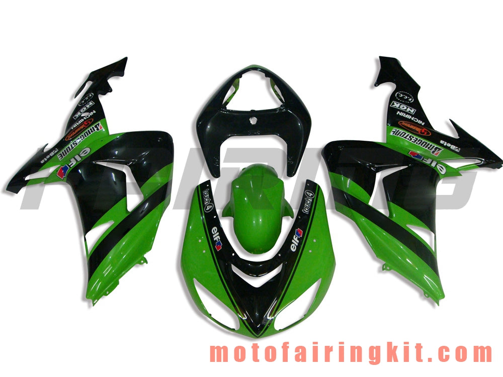 フェアリングキット ZX-10R ZX10R 2006 2007 ZX-10R ZX10R 06 07 プラスチック ABS 射出成型 完全なオートバイボディ アフターマーケットボディワークフレーム (ブラック &amp; グリーン) B014