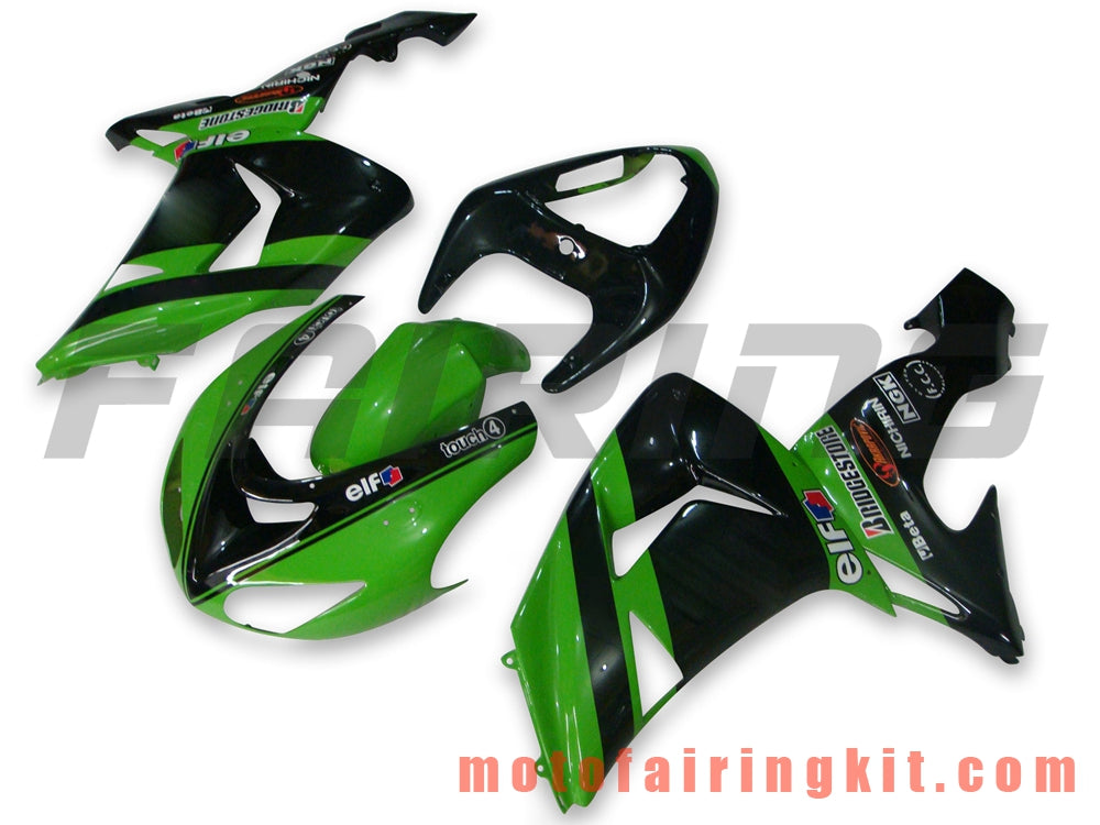 フェアリングキット ZX-10R ZX10R 2006 2007 ZX-10R ZX10R 06 07 プラスチック ABS 射出成型 完全なオートバイボディ アフターマーケットボディワークフレーム (ブラック &amp; グリーン) B014