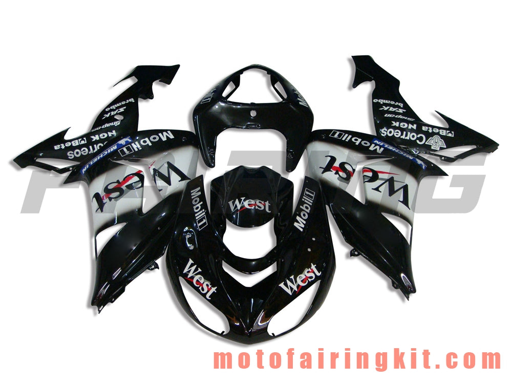 Kits de carenado aptos para ZX-10R ZX10R 2006 2007 ZX-10R ZX10R 06 07 Molde de inyección de plástico ABS Carrocería completa para motocicleta Marco de carrocería de posventa (blanco y negro) B015