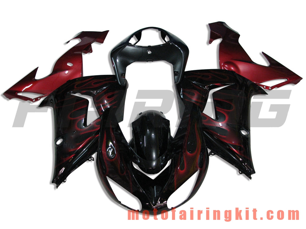 Fairing Kits Fit for ZX-10R ZX10R 2006 2007 ZX-10R ZX10R 06 07 Plastic ABS Injection Mold Complete Motorcycle Body Aftermarket Bodywork Frame (Black & Red) B019